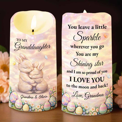 To My Granddaughter Leave A Little Sparkle Rabbit And Easter Eggs - Personalized Custom LED Candle - GDT622_LECA