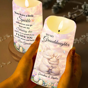 To My Granddaughter Leave A Little Sparkle Rabbit And Easter Eggs - Personalized Custom LED Candle - GDT622_LECA