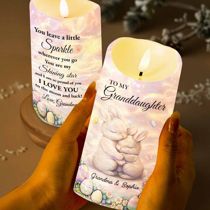 To My Granddaughter Leave A Little Sparkle Rabbit And Easter Eggs - Personalized Custom LED Candle - GDT622_LECA