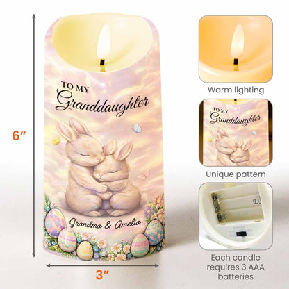 To My Granddaughter Leave A Little Sparkle Rabbit And Easter Eggs - Personalized Custom LED Candle - GDT622_LECA