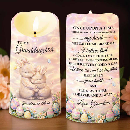 To My Granddaughter Once Upon A Time Rabbit And Easter Eggs - Personalized Custom LED Candle - GDT623_LECA