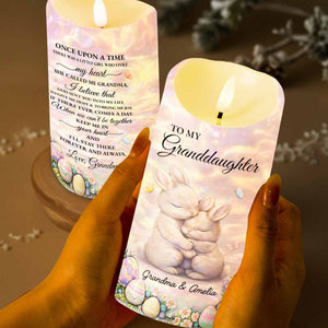 To My Granddaughter Once Upon A Time Rabbit And Easter Eggs - Personalized Custom LED Candle - GDT623_LECA