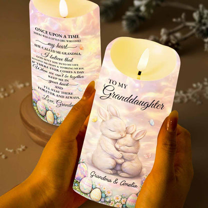 To My Granddaughter Once Upon A Time Rabbit And Easter Eggs - Personalized Custom LED Candle - GDT623_LECA