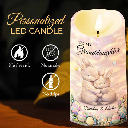 To My Granddaughter Once Upon A Time Rabbit And Easter Eggs - Personalized Custom LED Candle - GDT623_LECA
