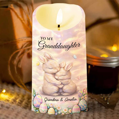 To My Granddaughter Once Upon A Time Rabbit And Easter Eggs - Personalized Custom LED Candle - GDT623_LECA