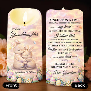 To My Granddaughter Once Upon A Time Rabbit And Easter Eggs - Personalized Custom LED Candle - GDT623_LECA
