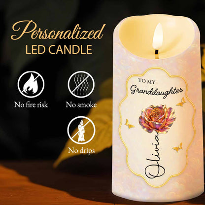 To My Granddaughter Once Upon A Time Flower Butterflies Heart - Personalized Custom LED Candle - GDT624_LECA