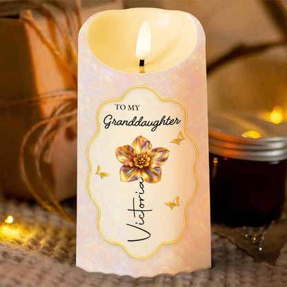 To My Granddaughter Once Upon A Time Flower Butterflies Heart - Personalized Custom LED Candle - GDT624_LECA