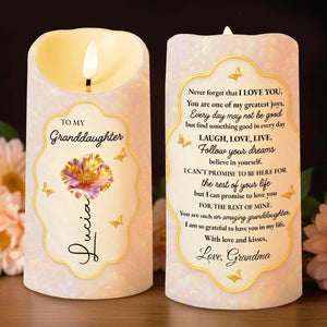 To My Granddaughter Never Forget That I Love You Flower Butterfly - Personalized Custom LED Candle - GDT625_LECA