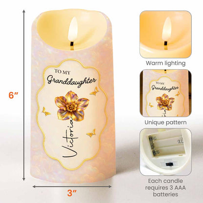 To My Granddaughter Never Forget That I Love You Flower Butterfly - Personalized Custom LED Candle - GDT625_LECA