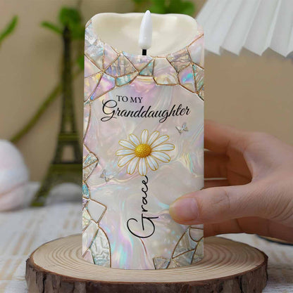 To My Granddaughter Never Forget That I Love You Flower Butterflies Candle - Personalized Custom LED Candle - GDT632_LECA