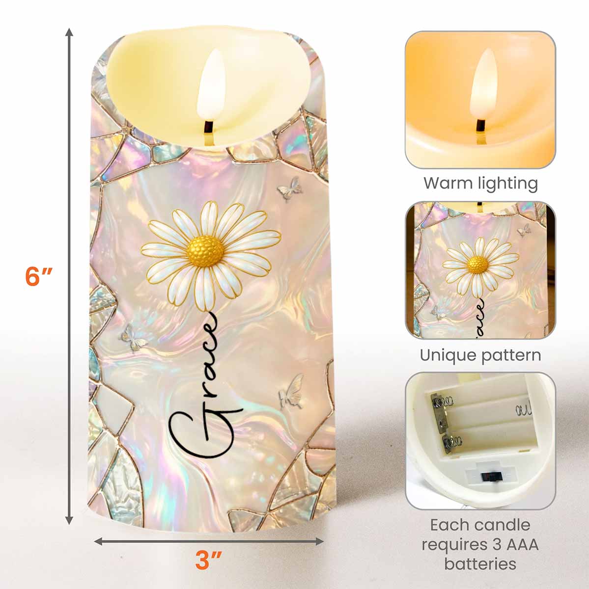 To My Granddaughter Whenever You Feel Overwhelmed Straighten Your Crown Flower Butterfly - Personalized Custom LED Candle - GDT633_LECA