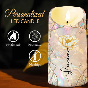 To My Granddaughter Whenever You Feel Overwhelmed Straighten Your Crown Flower Butterfly - Personalized Custom LED Candle - GDT633_LECA