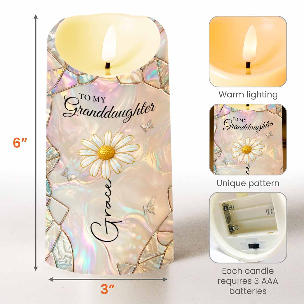 To My Granddaughter You Leave A Little Sparkle Flower And Butterfly - Personalized Custom LED Candle - GDT634_LECA
