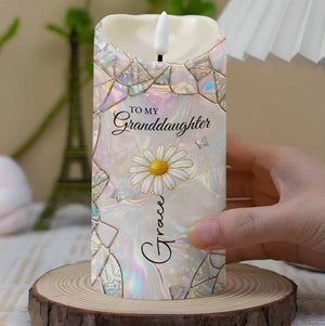 To My Granddaughter You Leave A Little Sparkle Flower And Butterfly - Personalized Custom LED Candle - GDT634_LECA