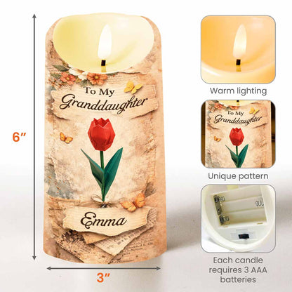To My Granddaughter Once Upon A Time Rose And Butterfly Candle - Personalized Custom LED Candle - GDT636_LECA