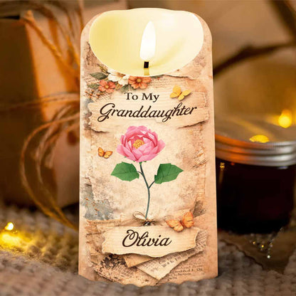 To My Granddaughter Once Upon A Time Rose And Butterfly Candle - Personalized Custom LED Candle - GDT636_LECA