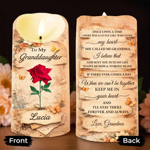 To My Granddaughter Once Upon A Time Rose And Butterfly Candle - Personalized Custom LED Candle - GDT636_LECA