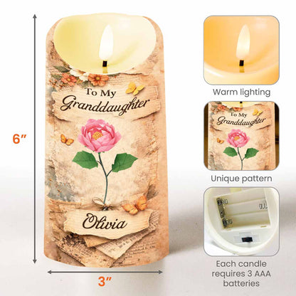 To My Granddaughter You Leave A Little Sparkle Rose And Butterfly Design - Personalized Custom LED Candle - GDT638_LECA