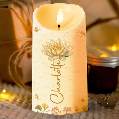 To My Granddaughter You Stole My Heart Custom Birth Month Flowers - Personalized Custom LED Candle - GDT639_LECA