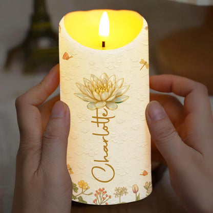 To My Granddaughter You Stole My Heart Custom Birth Month Flowers - Personalized Custom LED Candle - GDT639_LECA