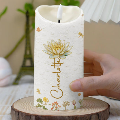 To My Granddaughter You Stole My Heart Custom Birth Month Flowers - Personalized Custom LED Candle - GDT639_LECA