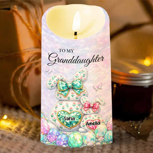 To My Granddaughter Once Upon A Time Bunnies And Easter Eggs - Personalized Custom LED Candle - GDT642_LECA