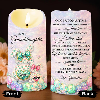 To My Granddaughter Once Upon A Time Bunnies And Easter Eggs - Personalized Custom LED Candle - GDT642_LECA