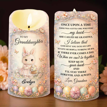 To My Granddaughter Once Upon A Time Bunny And Easter Eggs - Personalized Custom LED Candle - GDT643_LECA