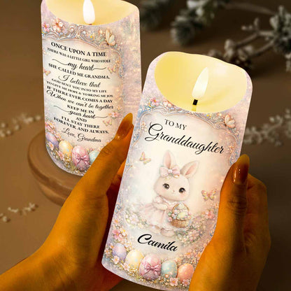 To My Granddaughter Once Upon A Time Bunny And Easter Eggs - Personalized Custom LED Candle - GDT643_LECA