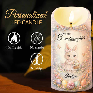 To My Granddaughter Once Upon A Time Bunny And Easter Eggs - Personalized Custom LED Candle - GDT643_LECA