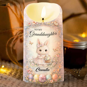 To My Granddaughter Once Upon A Time Bunny And Easter Eggs - Personalized Custom LED Candle - GDT643_LECA