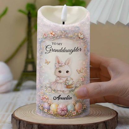 To My Granddaughter Once Upon A Time Bunny And Easter Eggs - Personalized Custom LED Candle - GDT643_LECA