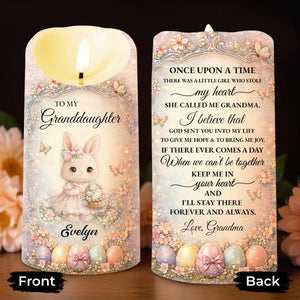 To My Granddaughter Once Upon A Time Bunny And Easter Eggs - Personalized Custom LED Candle - GDT643_LECA