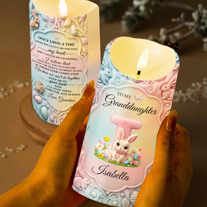To My Granddaughter Once Upon A Time Bunny Rabbit Floral Initial - Personalized Custom LED Candle - GDT644_LECA
