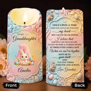 To My Granddaughter Once Upon A Time Bunny Rabbit Floral Initial - Personalized Custom LED Candle - GDT644_LECA