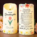 To My Granddaughter Never Forget That I Love You Floral Butterfly Design - Personalized Custom LED Candle - GDT645_LECA