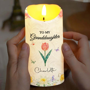 To My Granddaughter Never Forget That I Love You Floral Butterfly Design - Personalized Custom LED Candle - GDT645_LECA