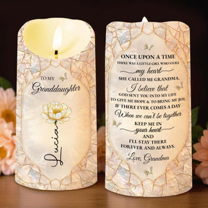 To My Granddaughter Once Upon A Time Flower And Butterfly LED Candle - Personalized Custom LED Candle - GDT646_LECA