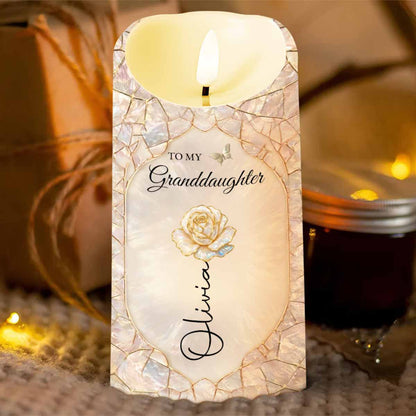 To My Granddaughter Once Upon A Time Flower And Butterfly LED Candle - Personalized Custom LED Candle - GDT646_LECA