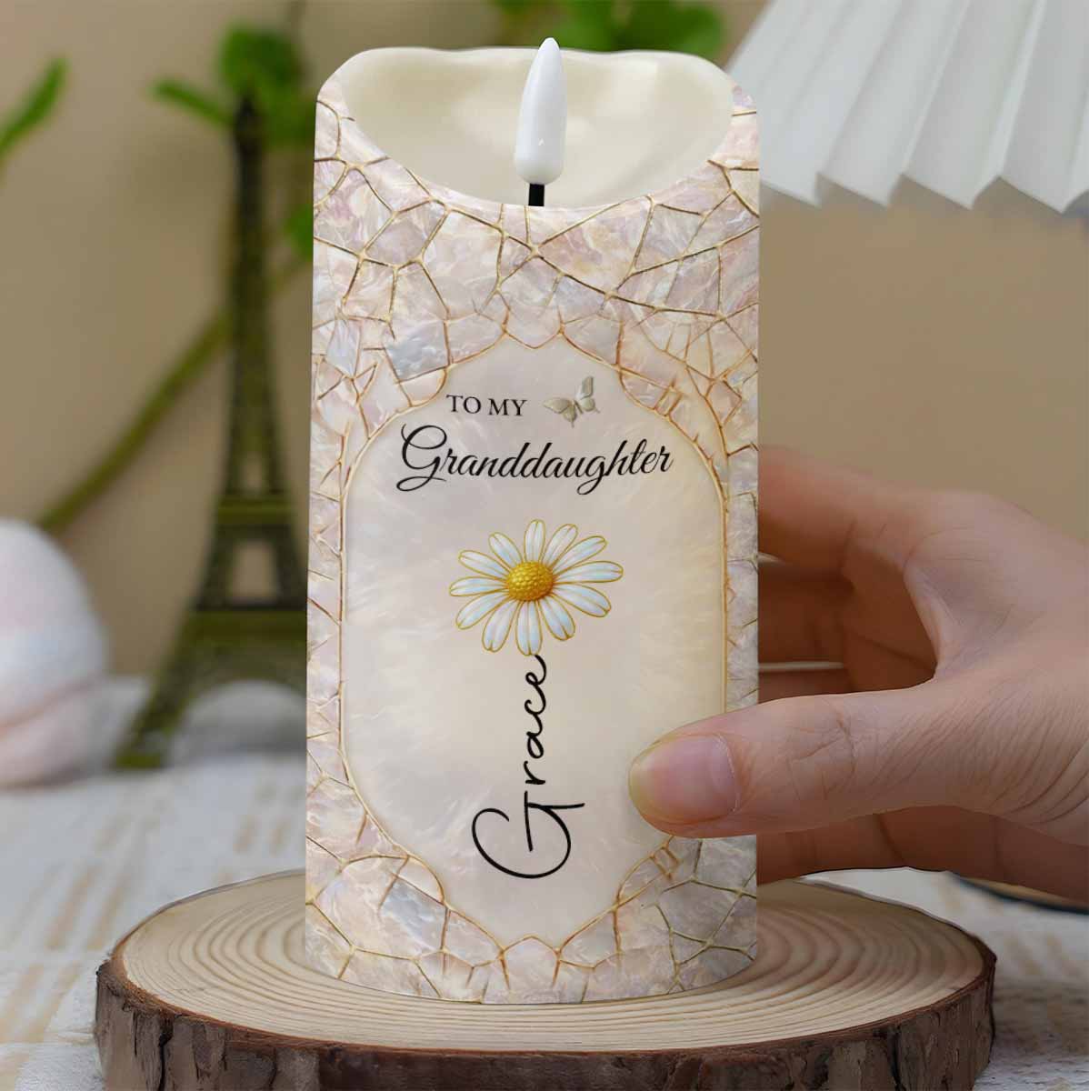 To My Granddaughter Once Upon A Time Flower And Butterfly LED Candle - Personalized Custom LED Candle - GDT646_LECA