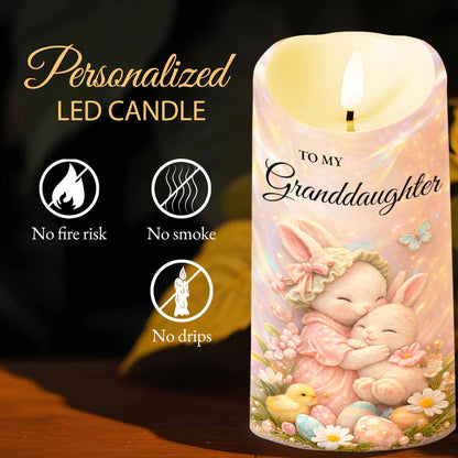 To My Granddaughter Once Upon A Time Rabbit Easter Egg Flower - Personalized Custom LED Candle - GDT647_LECA