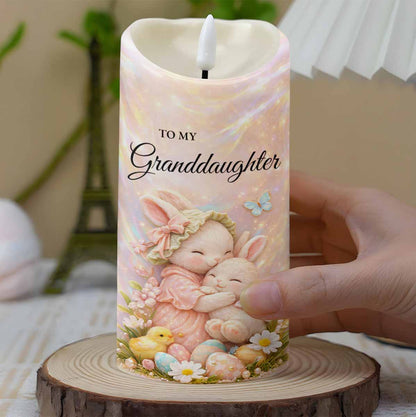 To My Granddaughter Once Upon A Time Rabbit Easter Egg Flower - Personalized Custom LED Candle - GDT647_LECA