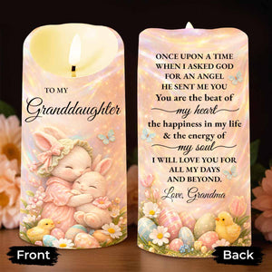 To My Granddaughter Once Upon A Time Rabbit Easter Egg Flower - Personalized Custom LED Candle - GDT647_LECA