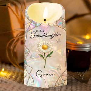To My Granddaughter Once Upon A Time Flower Butterflies Design - Personalized Custom LED Candle - GDT648_LECA
