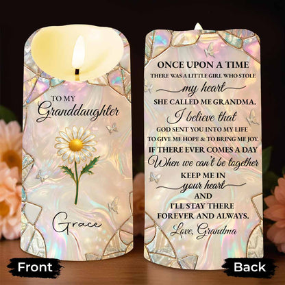To My Granddaughter Once Upon A Time Flower Butterflies Design - Personalized Custom LED Candle - GDT648_LECA