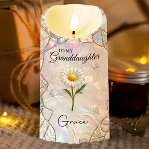 To My Granddaughter Never Forget That I Love You Flower Butterflies Mosaic - Personalized Custom LED Candle - GDT649_LECA