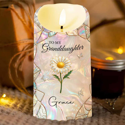 To My Granddaughter Never Forget That I Love You Flower Butterflies Mosaic - Personalized Custom LED Candle - GDT649_LECA