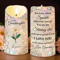 To My Granddaughter You Leave A Little Sparkle Flower Butterfly - Personalized Custom LED Candle - GDT650_LECA