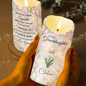 To My Granddaughter You Leave A Little Sparkle Flower Butterfly - Personalized Custom LED Candle - GDT650_LECA